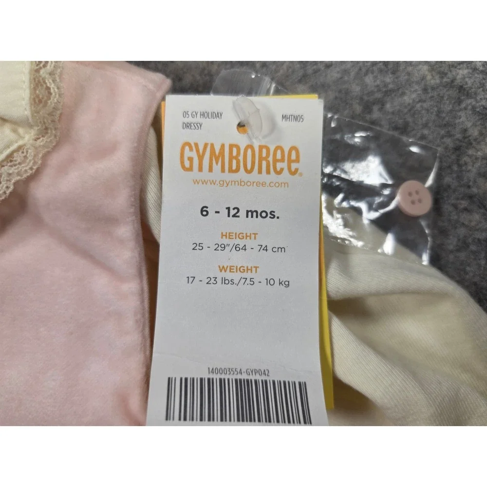 Vintage Gymboree Pink Velvet Floral Embroidered Dress Bodysuit Set 6-12 Months